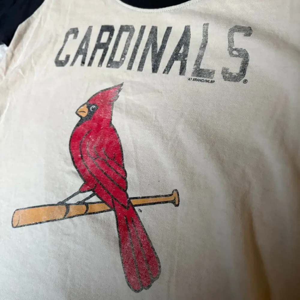 Saint Louis Cardinals Women's Henley 3/4 Length Tshirt 47 Brand 100% Cotton MLB